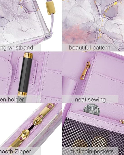 Family Passport Holder Wallet RFID Blocking Document Organizer PU Leather Mulit-purpose Travel Wallet Credit Cards Case for Women Men, Smokey Purple