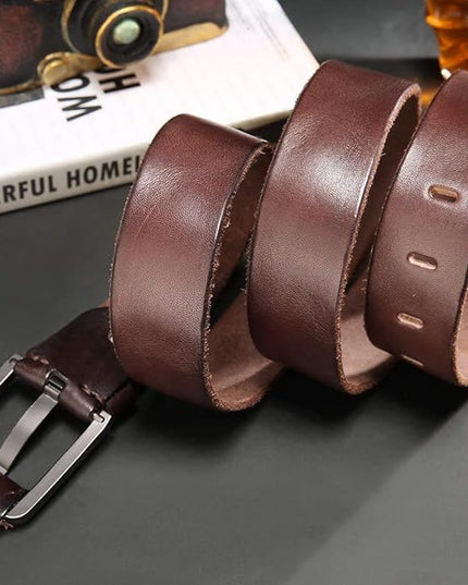 KEECOW Men's 100% Italian Cow Leather Belt Men With Anti-Scratch Buckle,Packed in a Box
