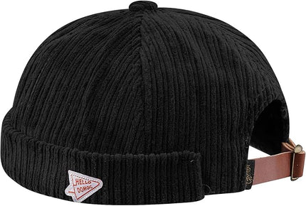 CLAPE Brimless Beanie Hat Corduroy Watch Cap Rolled Cuff Docker Cap Leon Skull Harbour Hat Unisex
