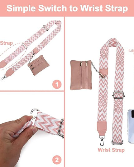 XANGNIER Clip and Go Strap for Phone with Wallet Crossbody, Phone Strap with Zippered Wallet, Adjustable Anti Theft Cellphone Lanyard for Women, Cellphone Chain Accessories,Multicolor 18