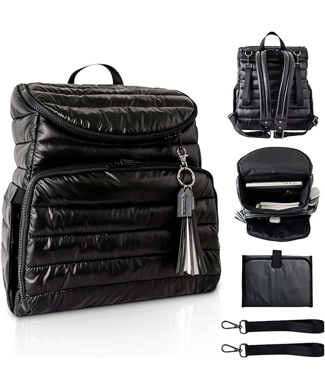 Citi Collective Gallery Diaper Bag Backpack - Casual Day-to-Day Backpack Fits 15" Laptop - Travel Bag with Multiple Compartments, Pockets, Portable Changing Pad, and Shoulder Strap-Black