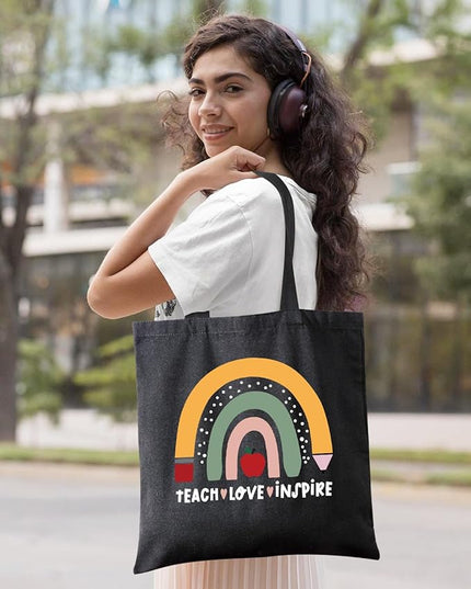 AUSVKAI Canvas Tote Bag for Women, Aesthetic Cute Grocery Grocery Reusable Cotton Gift Bag for Shooping Beach Trendy Gifts
