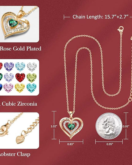 REDBEE Necklaces for Women Birthstone Heart Necklace Jewelry for Wife Girlfriend Woman Necklace