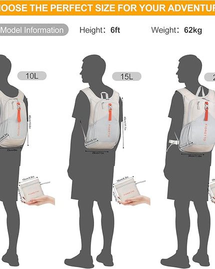 FIORETTO 20L Hiking Backpack for Women Men Mini Packable Backpack Lightweight Small Daypack for Camping Travel Outdoor, Beige