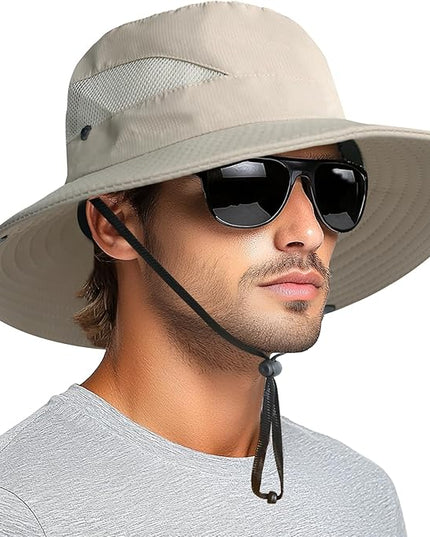 PFFY Sun Bucket Hats for Men Women 3” Wide Brim UPF 50+ Fishing & Beach Hat