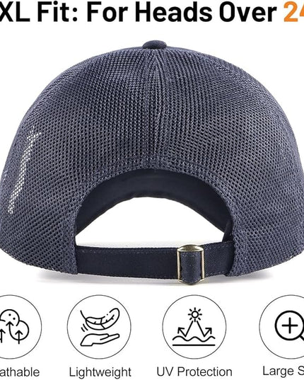Zylioo XL XXL Oversize Baseball Cap, 100% Cotton Adjustable Dad Hat for Big Heads 23.5"-25.5", Soft Crown Large Size Cap