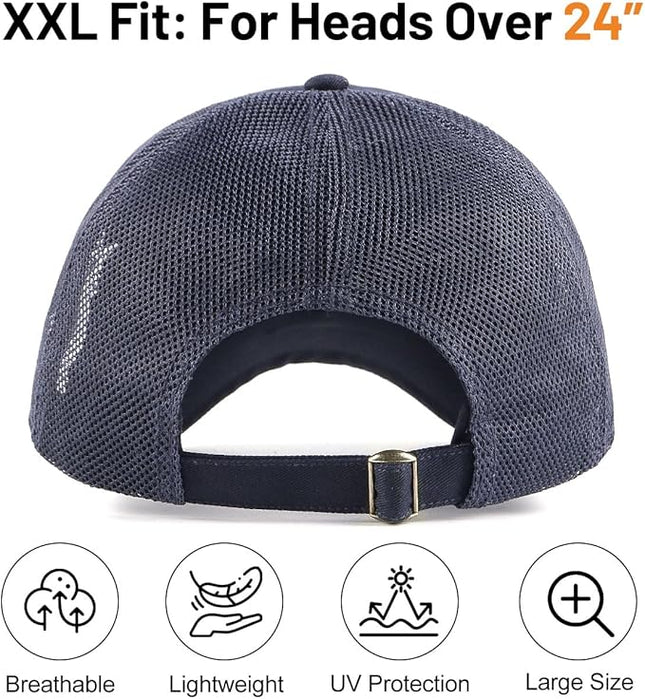 Zylioo XL XXL Oversize Baseball Cap, 100% Cotton Adjustable Dad Hat for Big Heads 23.5"-25.5", Soft Crown Large Size Cap