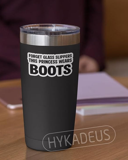 (3Pcs) Forget Glass Slippers This Princess Wears Boots Stickers Strong Women Confidence Quote Funny Humor Vinyl Decals for Laptop, Water Bottle, Planner, 3" x 1.5"