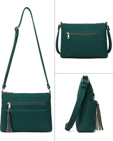 MASINTOR Crossbody Bags for Women, Lightweight Medium Crossbody Purse, Soft Leather Women's Shoulder Handbags with Tassel