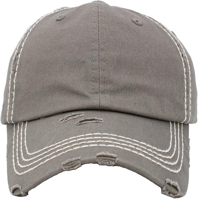 KBETHOS Vintage Washed Distressed Cotton Dad Hat Baseball Cap Adjustable Polo Trucker Unisex Style Headwear