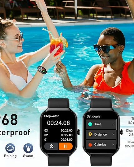 Smart Watch(Answer/Make Call), 1.96" HD Smartwatch for Men Women, 2025 Fitness Watch with 110+ Sport Modes/Heart Rate/Sleep Monitor/Pedometer, IP68 Waterproof Fitness Activity Tracker for Android iOS