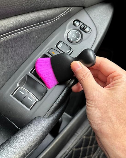 Car Detailing Brush, Soft Bristle Cleaning Brush, Scratch-Free Auto Duster Tool for Dashboard, Air Vents, Leather & Interior Cleaning (Black&Purple&Rose)