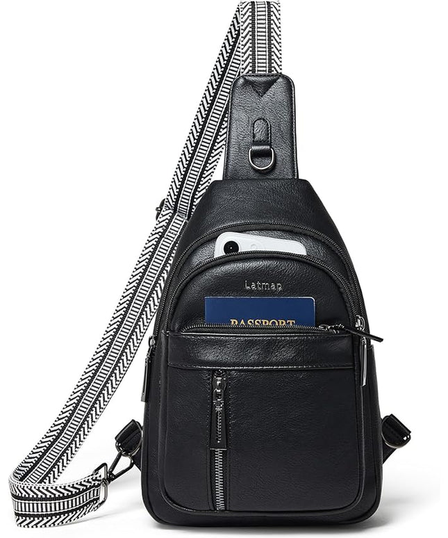 7L Sling Bag For Women Men Backpack Fanny Pack Crossbody Chest Travel Shoulder Belt Bags Purse Handbag PU Leather