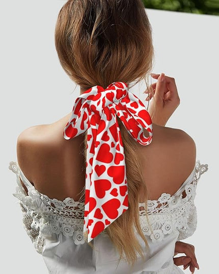 Valentine Red Hearts Bandanas Head Scarf For Women Hair Scarves Accessories Lightweight Fashion Wrap Neck Headscarf