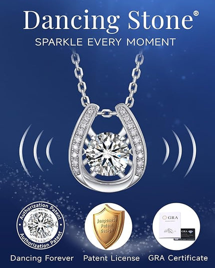 MomentWish Necklace for Women, Sparkling Gift for Her, 1Carat Moissanite Heart Pendent for Her, 925 Sterling Silver Dance Necklace for Anniversary Christmas Valentines