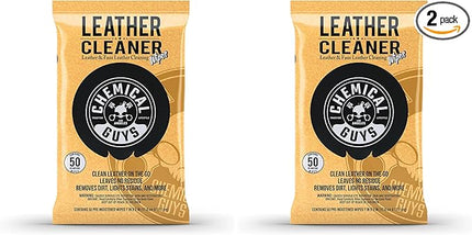 Chemical Guys PMWSPI20850 Leather Cleaner Wipes Mega 100 Pack for Car Interiors, Furniture, Boots, and More, Works on Natural, Synthetic, Pleather, Faux Leather and More, (50 Ct)