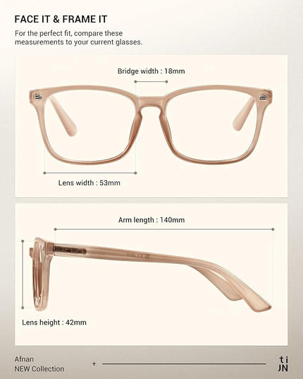 TIJN Blue Light Blocking Glasses for Women Men Clear Frame Square Nerd Eyeglasses Anti Blue Ray Computer Screen Glasses