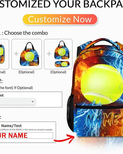 Kids Backpack for Boys Custom Tennis Schoolbag for Kindergarten Elementary Primary, Durable School Supplies