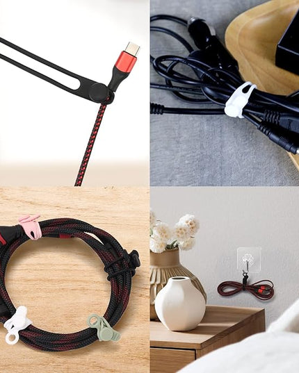 35pcs Silicone Cable Ties,Reusable Cable Management Organizer, Wire Ties，Travel Cord Ties，Cord Organizer for Bundling Cable Cords in Home,Office,Kitchen,School(5 Colors)