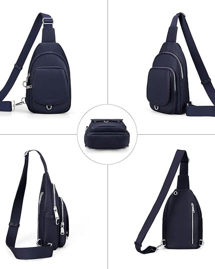 befen Anti Theft Genuine Leather Sling Bag for Women RFID Small Crossbody Bag Chest Bag Leather Fanny Packs for Travel