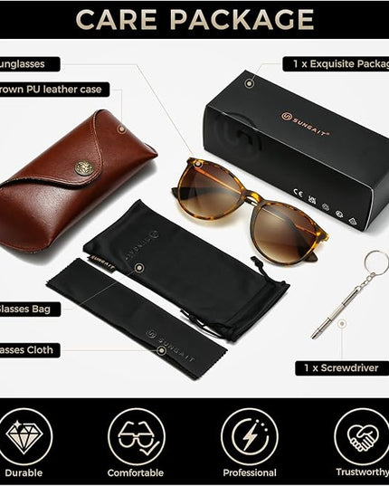 SUNGAIT Premium Vintage Round Sunglasses for Women Men Classic Retro Trendy Style