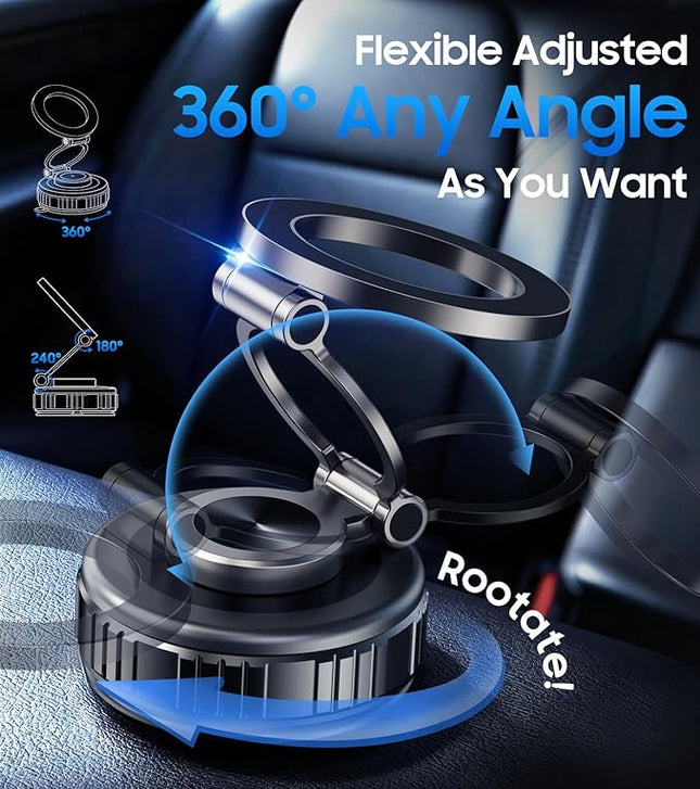Temdan for Car Phone Holder for Magsafe [80+LBS Strongest Suction] 360° Adjustable Car Phone Mount, Phone Holders for Your Car for iPhone 17 Pro Max 16 15 14 13 12 Air Plus,Space Gray