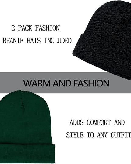 ZOORON 1&2 Pack Beanie for Men Women Slouchy Beanie Hats Winter Knit Caps Soft Ski Hat Unisex