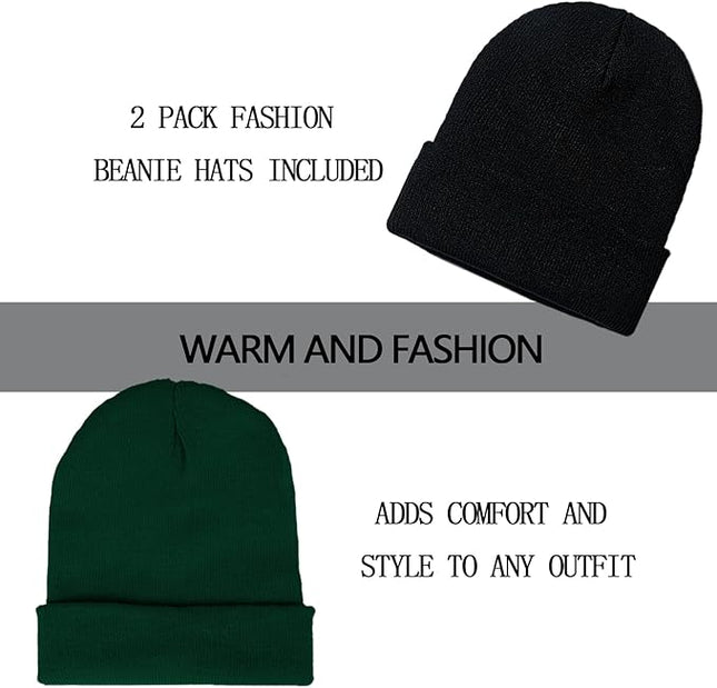 ZOORON 1&2 Pack Beanie for Men Women Slouchy Beanie Hats Winter Knit Caps Soft Ski Hat Unisex