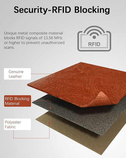 BOSTANTEN Womens Leather Wallets RFID Blocking Large Capacity Credit Cards Holder Phone Clutch Brown Orange
