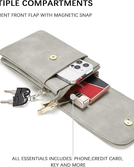 BOSTANTEN Vegan Leather Small Crossbody Bags for Women Designer Cell Phone Bag Wallet Purses Adjustable Strap