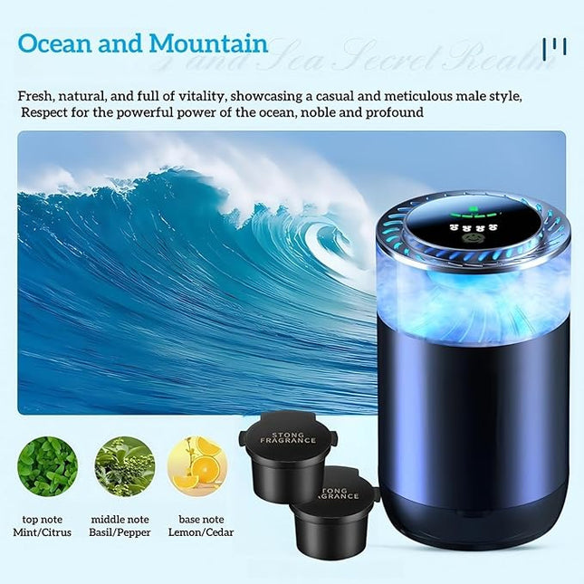 Smart Dffuser for Car with Fragrant Oil Packets, Colorful Light Scent Diffuser, Auto On/Off Car Air Freshener, Adjustable Intensity, 4 Mode Scents Refill X2 (Ocean)