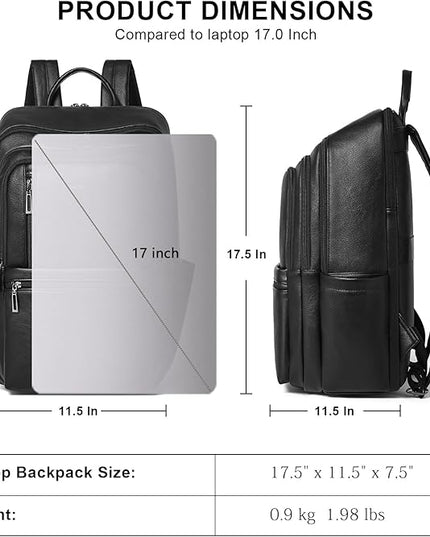 Shrrie Leather Laptop Backpack for Women, 17 inch Large Travel Laptop Backpack Purse for Casual Daypack College Work Bag