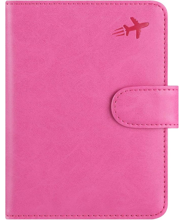 Passport Holder Cover Wallet RFID Blocking Leather Card Case Travel Accessories for Women Men (#Pink)