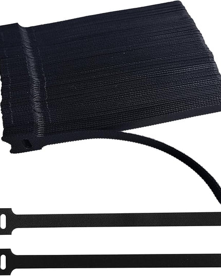 100 PCS 8 Inches Black Reusable Cable Ties, Adjustable Cord Straps, Cable Organizer, Cord Wrap and Hook Loop Cords Management