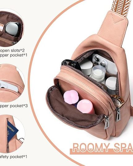7L Sling Bag for Women Men Vegan Leather Crossbody Bags Fanny Pack Purse Backpack Over Shoulder Bag Travel Anti Theft