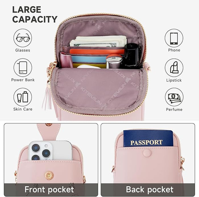 Small Crossbody Bags for Women, Lightweight Mini Cute Cell Phone Purse for Women with Tassel Shining Butterfly