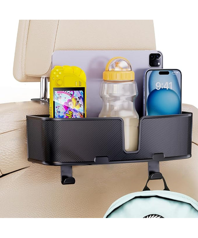 Car Headrest Cup Holder for Back Seat Organizer for Multi-Hanging Snack Storage Box with Strong Hooks for Kids and Uber Backseat Passengers Share Rid for Travel Accessories