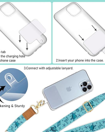 Phone Lanyard Crossbody Strap, Sea Turtle Cell Phone Lanyard for Women, Wrist Strap Wristlet Adjustable Accessories around the Neck for Keychain Cruise Travel Beach Essentials Gift