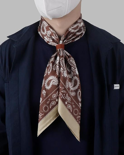 27.5 Inches Square Silk Feeling Neck Scarf for Men Necktie Silk Bandanas Pocket Square Cowboy Scarves
