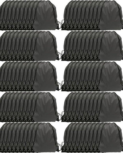 GoodtoU Drawstring Backpacks, 100 Pieces Drawstring Bags Bulk Nylon Backpack for Sport, Traveling, Team (Grey)