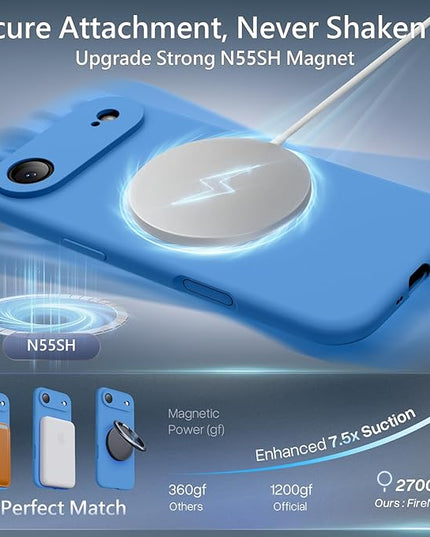 FireNova Magnetic for iPhone Air Case, Compatible with MagSafe, [Integrated Silicone Camera Control Button] [Camera Protection] Microfiber Lining Phone Case for iPhone 17 Air, 6.5", Blue