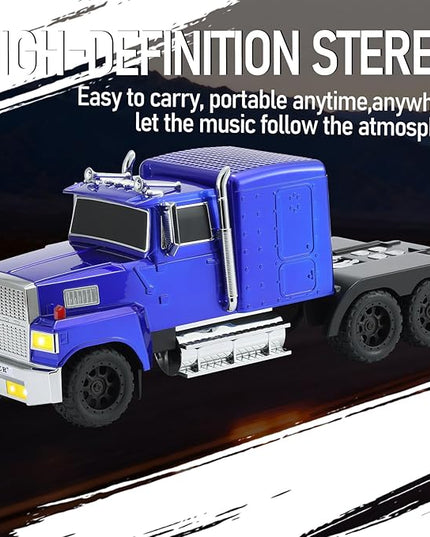 American Truck Bluetooth Speaker with HD Sound, TWS Pairing, LED Party Light, Operation Panel, Built-in Mic, Portable Car Model Speaker for Parties, Beach, Outdoor Activities (Blue)