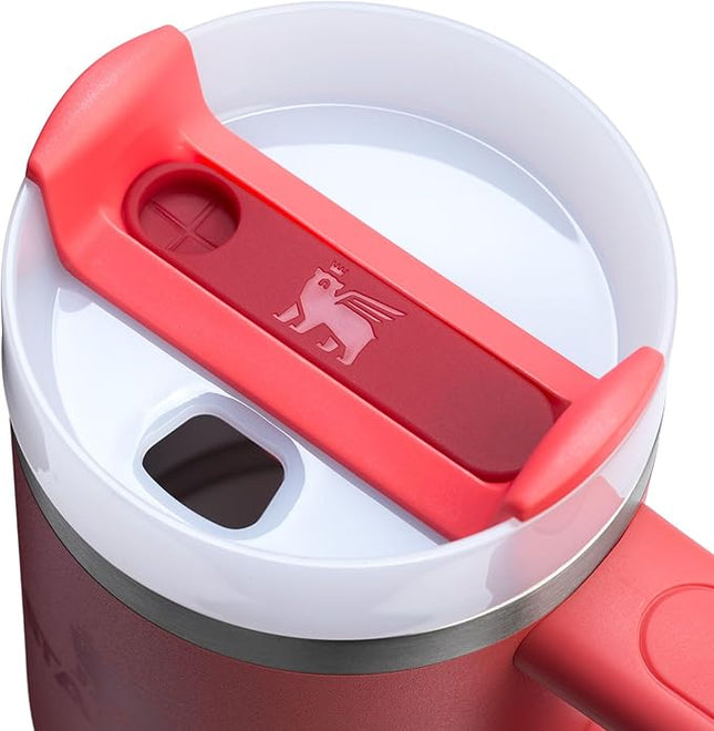 STANLEY Quencher H2.0 Tumbler with Handle and Straw 14 oz | Flowstate 3-Position Lid | Cup Holder Compatible for Travel | Insulated Stainless Steel Cup | BPA-Free | Hot Coral
