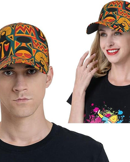 African Ethnic Tribal Style Baseball Cap for Men Women, Fashion Adjustable African Hat Casual Trucker Hats Sun Caps