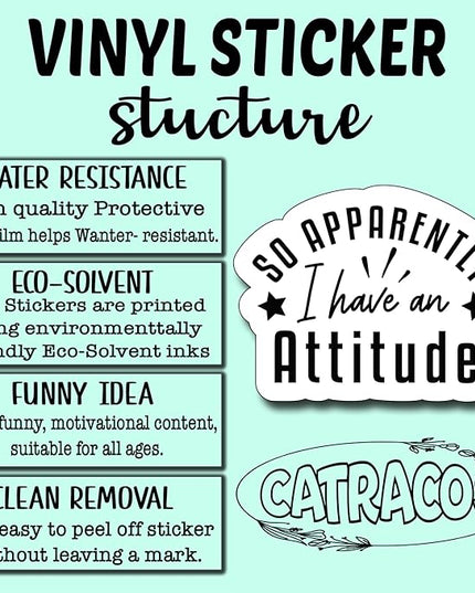 (3Pcs) So Apparently I Have an Attitude Sticker, Decorate Books Laptop Phone Water Bottles Kindles Stickers Tumbler Sticker Waterproof Vinyl Decorate Sticker 3" Inch
