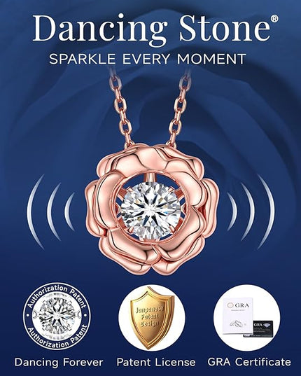 MomentWish Necklace for Women, Sparkling Gift for Her, 1Carat Moissanite Heart Pendent for Her, 925 Sterling Silver Dance Necklace for Anniversary Christmas Valentines