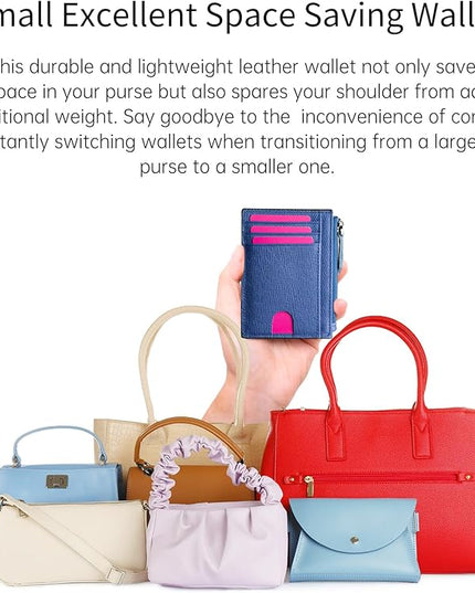 ilovever Slim Wallet for Women Small Leather RFID Blocking Credit Card Holder Minimalist Wallet with Coin Purses & Pouches,Blue