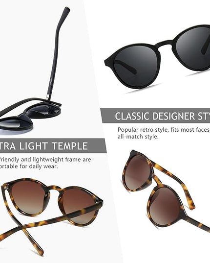 SUNGAIT Classic Vintage Round Polarized Sunglasses for Women Men Retro Style UV400