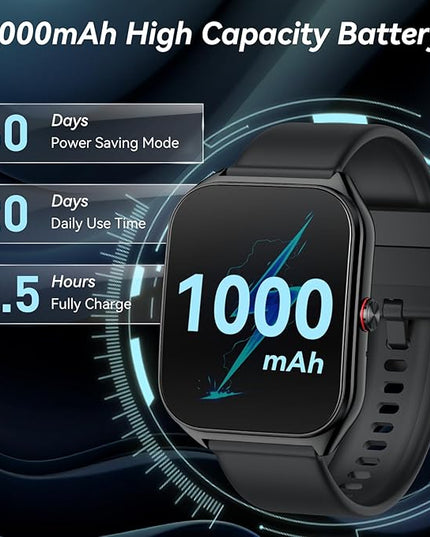 AI Smart Watch for Men Women with ChatGPT, 1000mAh Fitness Tracker 60-Day Standby Time, 1.96" HD SmartWatch with 200+ Sport Modes/Heart Rate/Sleep Monitor, IP68 Waterproof Pedometer for Android iOS