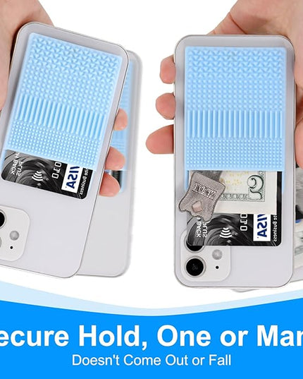Textured Phone Wallet Stick On, 5 Pack Sensory Card Holder for Back of Phone Case, Stress Relief for Anxiety Autism ADHD, Silicone Adhesive Pocket for Cards Cash, Fidget Toys for Work, School, Travel